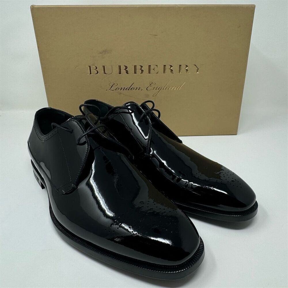 Burberry Men’s Cranbrook Black Polished Leather Derby Dress Shoes US Size 7